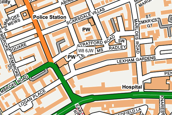 W8 6JW map - OS OpenMap – Local (Ordnance Survey)