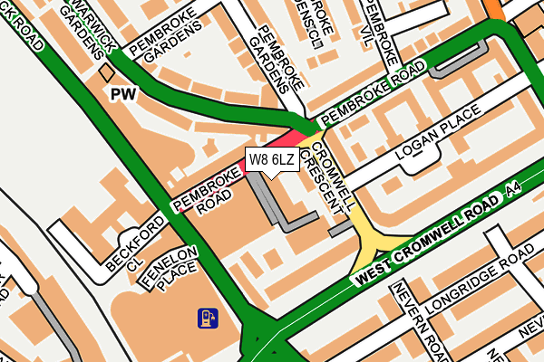 W8 6LZ map - OS OpenMap – Local (Ordnance Survey)