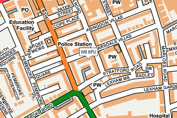 W8 6PU map - OS OpenMap – Local (Ordnance Survey)