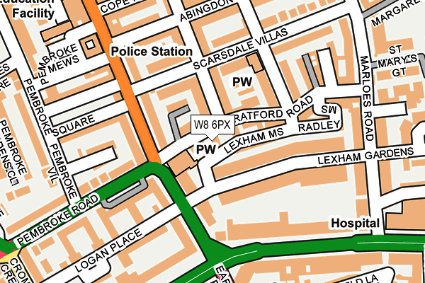 W8 6PX map - OS OpenMap – Local (Ordnance Survey)