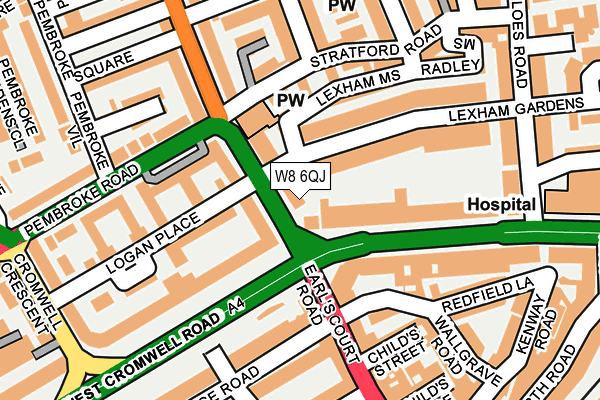 W8 6QJ map - OS OpenMap – Local (Ordnance Survey)