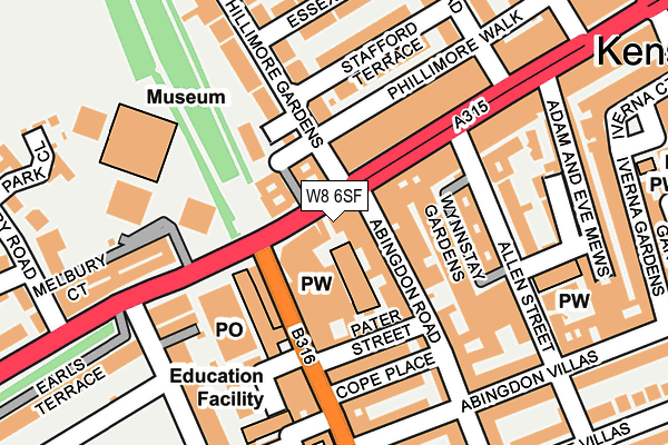 W8 6SF map - OS OpenMap – Local (Ordnance Survey)