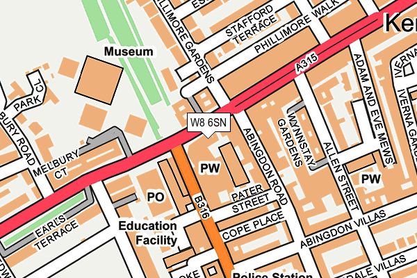 W8 6SN map - OS OpenMap – Local (Ordnance Survey)