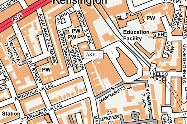 W8 6TD map - OS OpenMap – Local (Ordnance Survey)