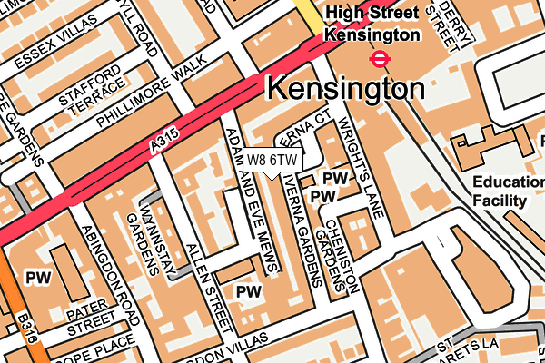 W8 6TW map - OS OpenMap – Local (Ordnance Survey)