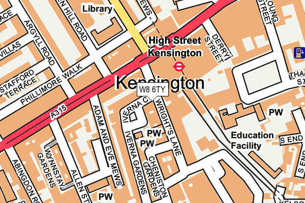 W8 6TY map - OS OpenMap – Local (Ordnance Survey)