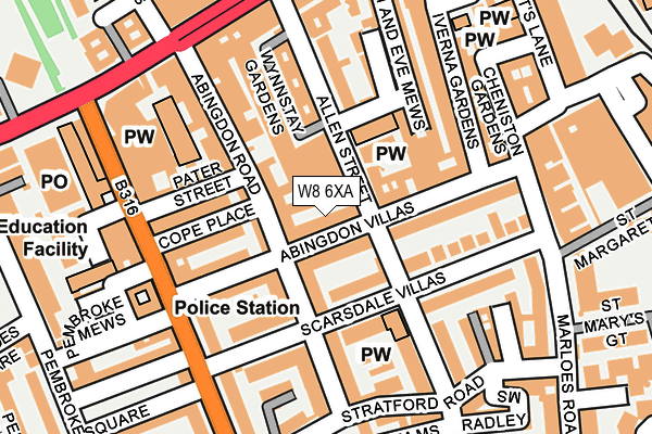 W8 6XA map - OS OpenMap – Local (Ordnance Survey)
