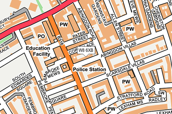 W8 6XB map - OS OpenMap – Local (Ordnance Survey)