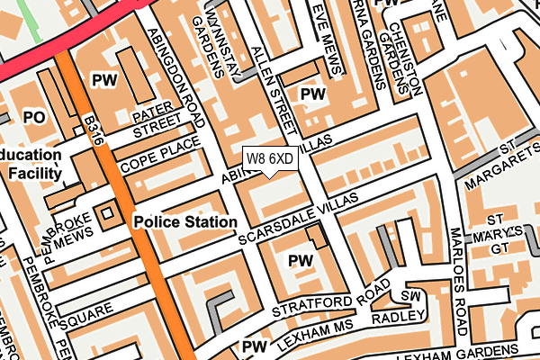W8 6XD map - OS OpenMap – Local (Ordnance Survey)