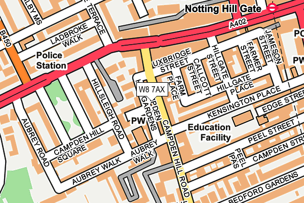 W8 7AX map - OS OpenMap – Local (Ordnance Survey)