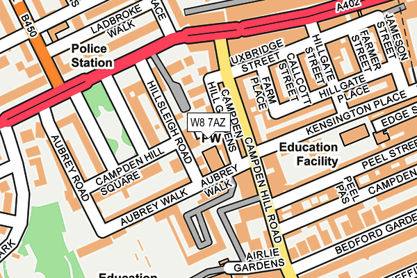 W8 7AZ map - OS OpenMap – Local (Ordnance Survey)