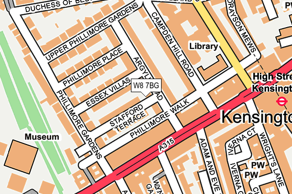 W8 7BG map - OS OpenMap – Local (Ordnance Survey)