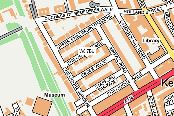 W8 7BU map - OS OpenMap – Local (Ordnance Survey)