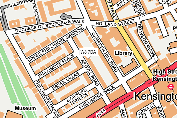 W8 7DA map - OS OpenMap – Local (Ordnance Survey)