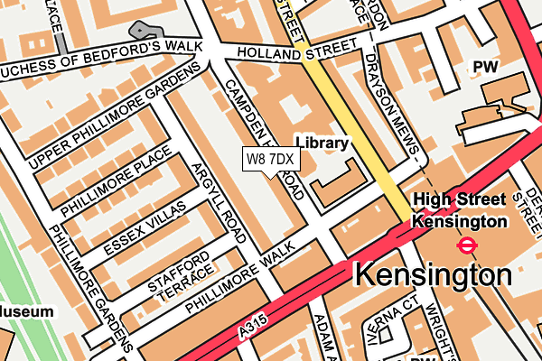 W8 7DX map - OS OpenMap – Local (Ordnance Survey)