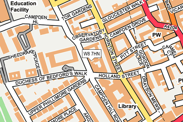 W8 7HN map - OS OpenMap – Local (Ordnance Survey)