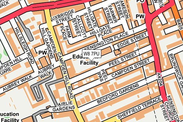 W8 7PU map - OS OpenMap – Local (Ordnance Survey)