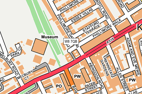 W8 7QB map - OS OpenMap – Local (Ordnance Survey)
