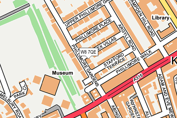 W8 7QE map - OS OpenMap – Local (Ordnance Survey)