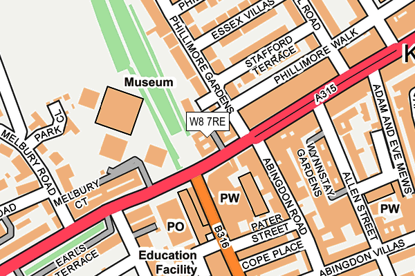 W8 7RE map - OS OpenMap – Local (Ordnance Survey)