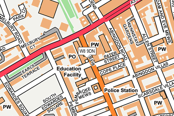W8 9DN map - OS OpenMap – Local (Ordnance Survey)