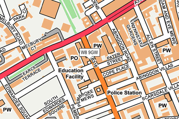 W8 9GW map - OS OpenMap – Local (Ordnance Survey)