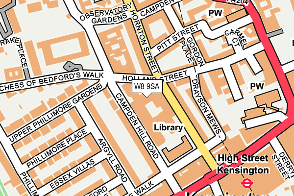 W8 9SA map - OS OpenMap – Local (Ordnance Survey)