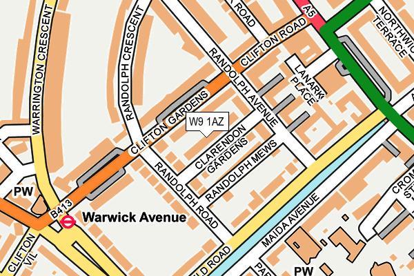 W9 1AZ map - OS OpenMap – Local (Ordnance Survey)