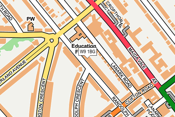 W9 1BG map - OS OpenMap – Local (Ordnance Survey)