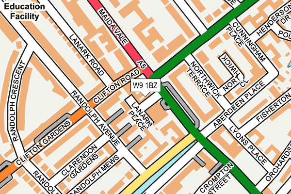 W9 1BZ map - OS OpenMap – Local (Ordnance Survey)