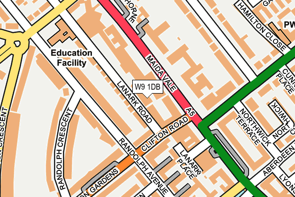 W9 1DB map - OS OpenMap – Local (Ordnance Survey)