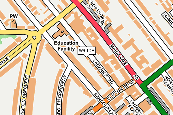 W9 1DE map - OS OpenMap – Local (Ordnance Survey)