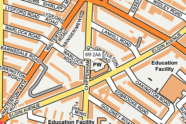 W9 2AA map - OS OpenMap – Local (Ordnance Survey)