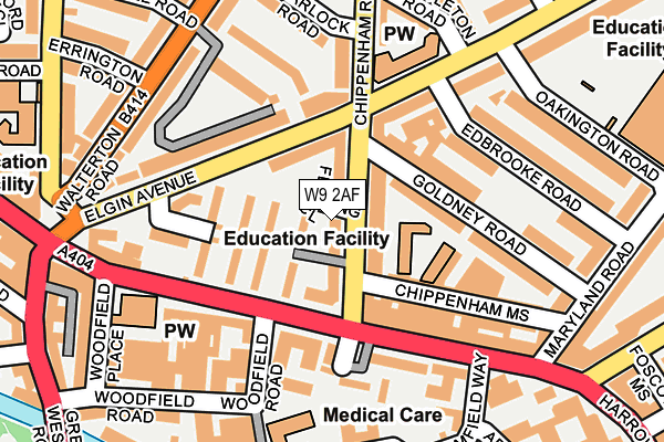 W9 2AF map - OS OpenMap – Local (Ordnance Survey)