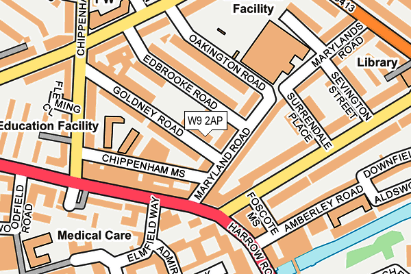 W9 2AP map - OS OpenMap – Local (Ordnance Survey)