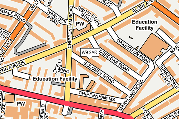 W9 2AR map - OS OpenMap – Local (Ordnance Survey)