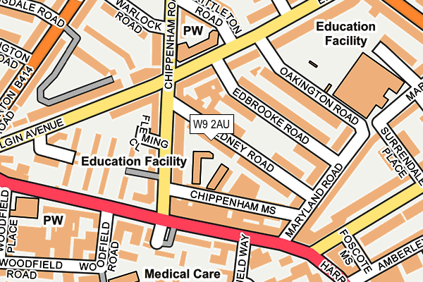 W9 2AU map - OS OpenMap – Local (Ordnance Survey)