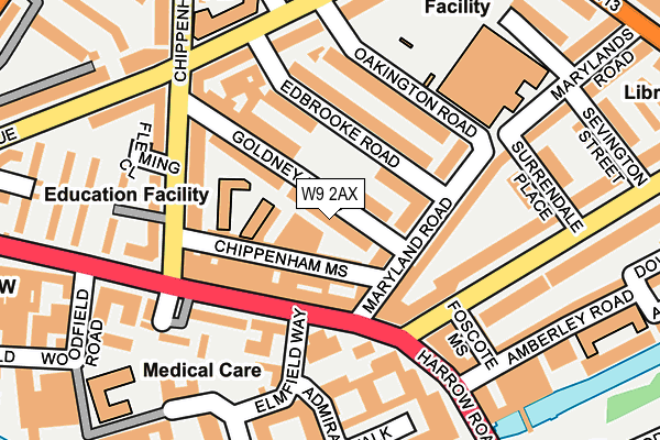 W9 2AX map - OS OpenMap – Local (Ordnance Survey)