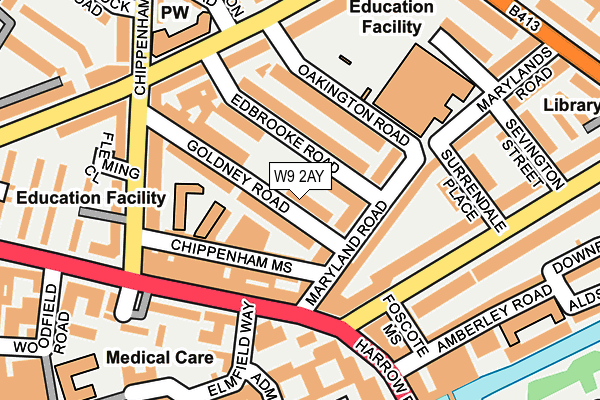 W9 2AY map - OS OpenMap – Local (Ordnance Survey)