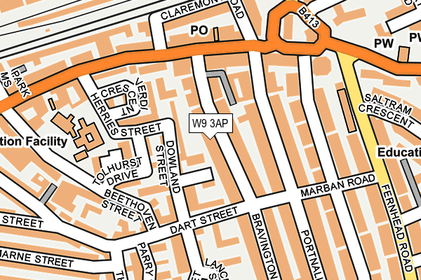 W9 3AP map - OS OpenMap – Local (Ordnance Survey)