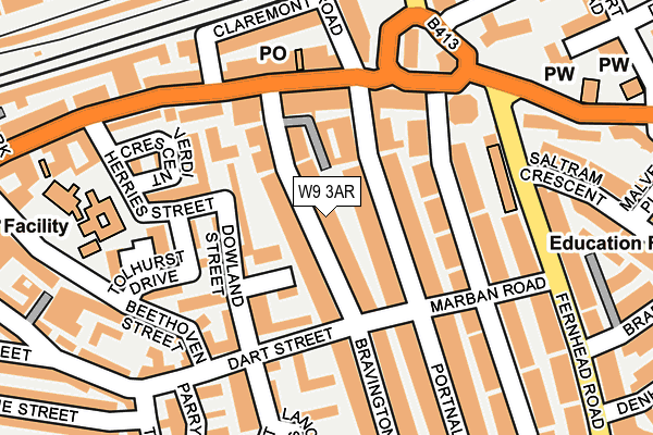 W9 3AR map - OS OpenMap – Local (Ordnance Survey)