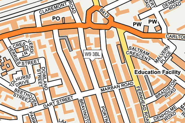 W9 3BL map - OS OpenMap – Local (Ordnance Survey)