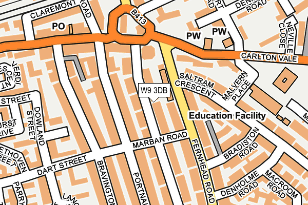 W9 3DB map - OS OpenMap – Local (Ordnance Survey)