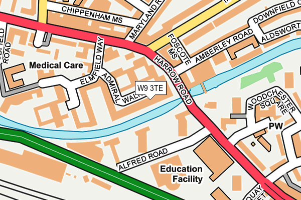 W9 3TE map - OS OpenMap – Local (Ordnance Survey)