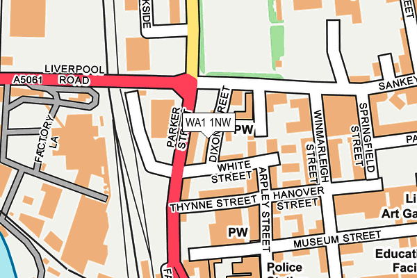 WA1 1NW map - OS OpenMap – Local (Ordnance Survey)