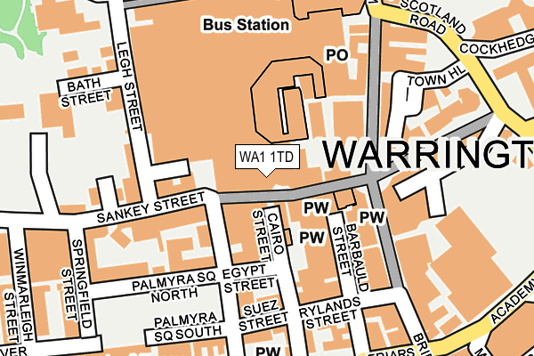 WA1 1TD map - OS OpenMap – Local (Ordnance Survey)