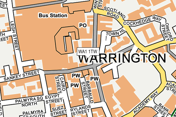 WA1 1TW map - OS OpenMap – Local (Ordnance Survey)