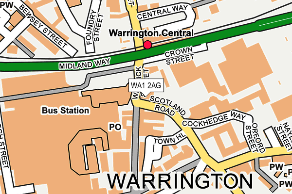 WA1 2AG map - OS OpenMap – Local (Ordnance Survey)