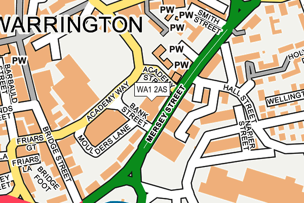 WA1 2AS map - OS OpenMap – Local (Ordnance Survey)