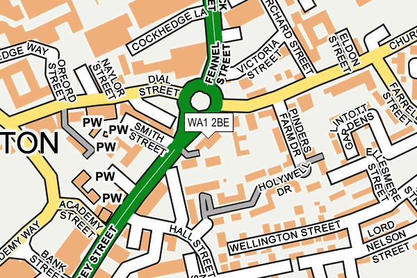 WA1 2BE map - OS OpenMap – Local (Ordnance Survey)